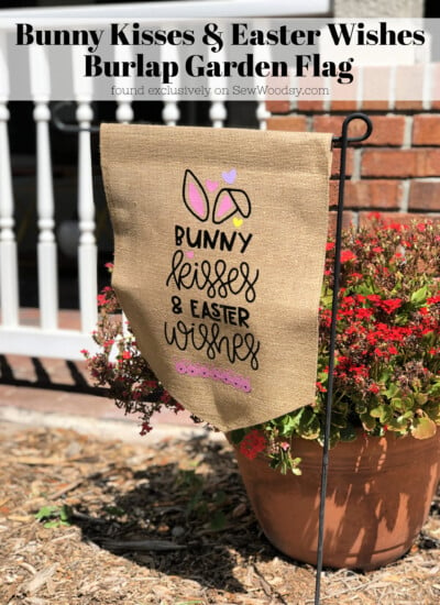 Bunny Kisses & Easter Wishes Burlap Garden Flag