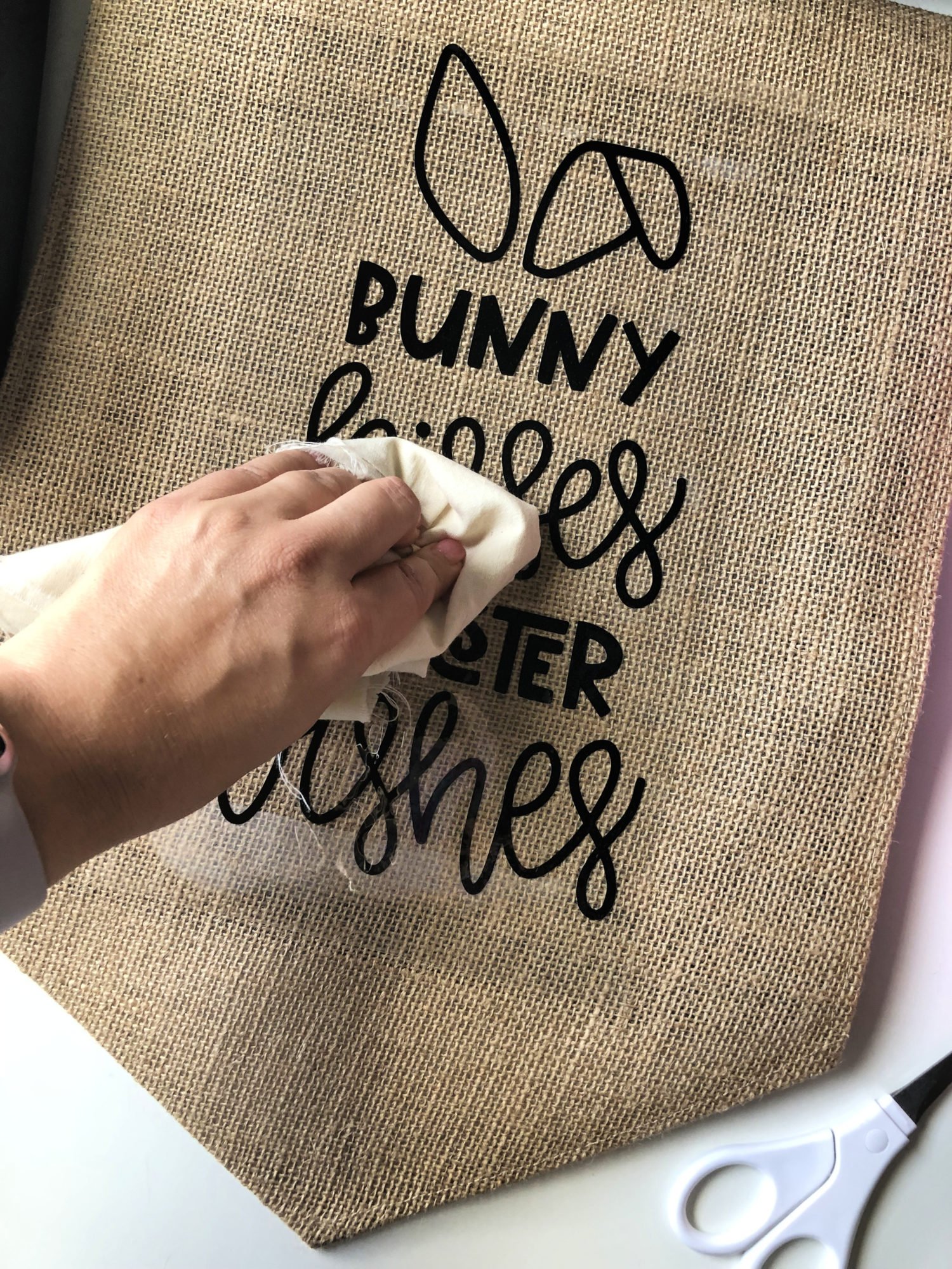 Bunny Kisses & Easter Wishes Burlap Garden Flag - Sew Woodsy