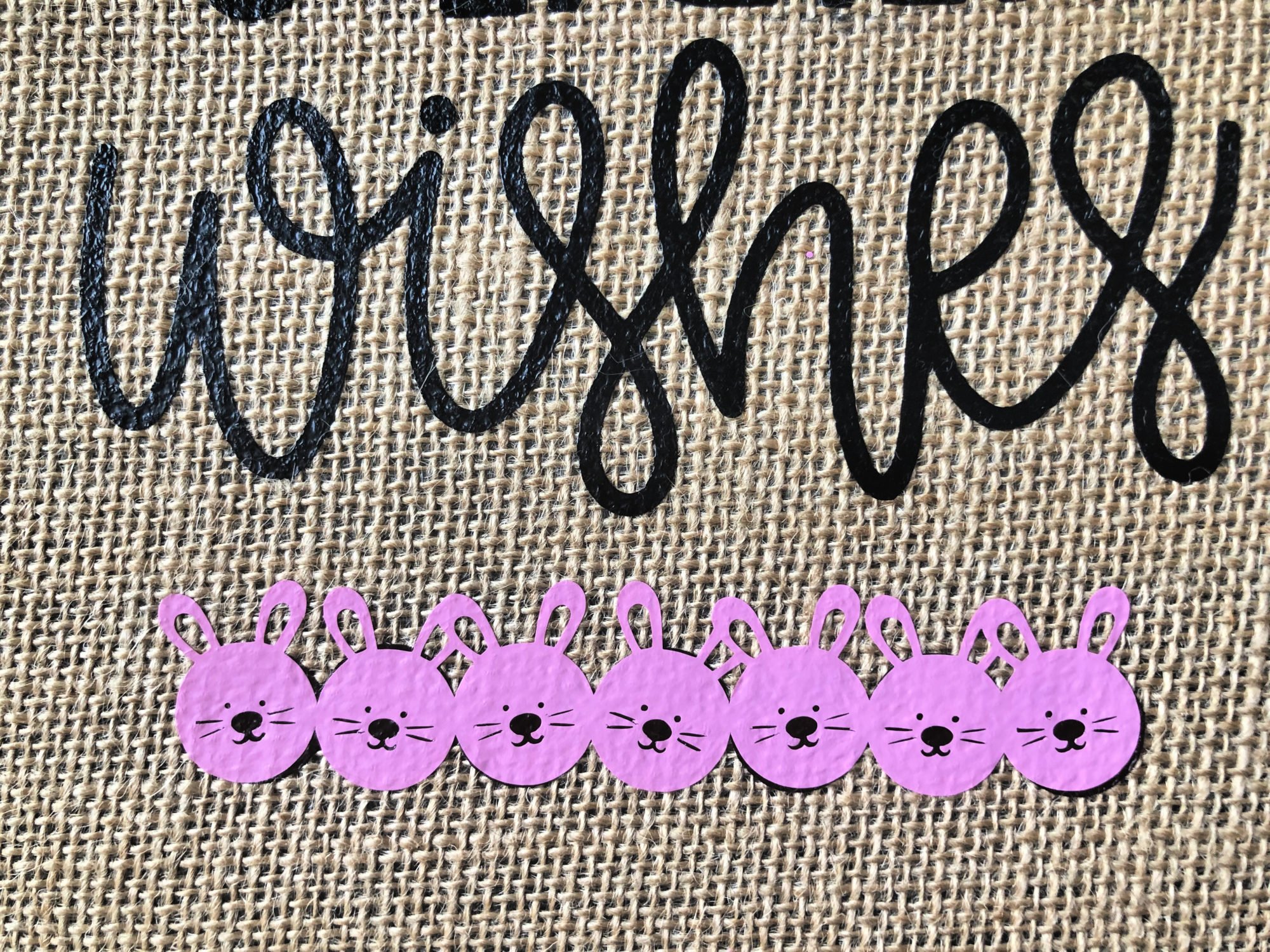 Bunny Kisses & Easter Wishes Burlap Garden Flag