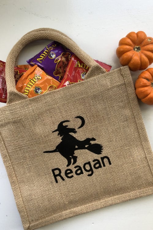 Burlap Trick or Treat Bag with Name