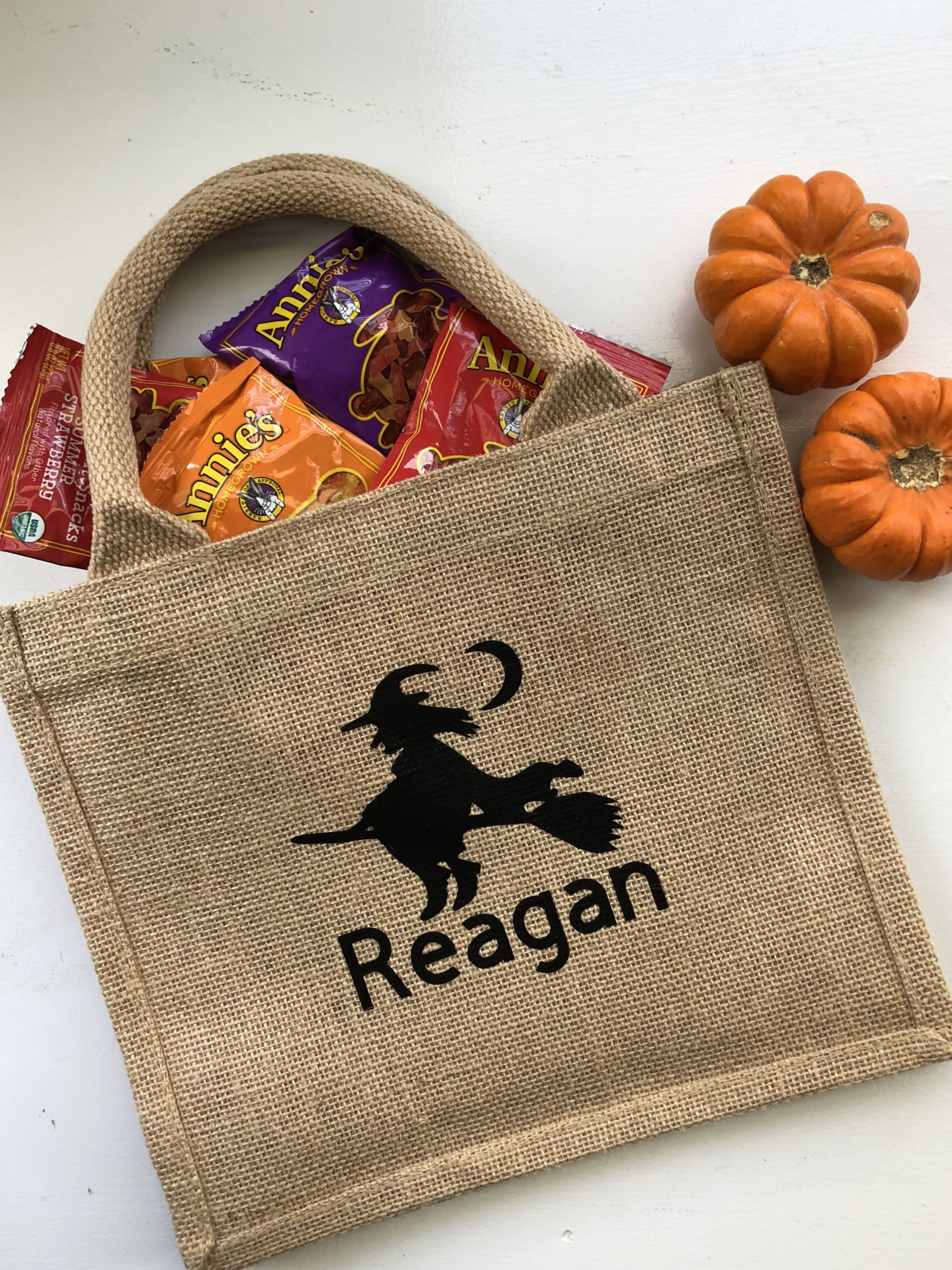 Burlap Trick or Treat Bag with Name