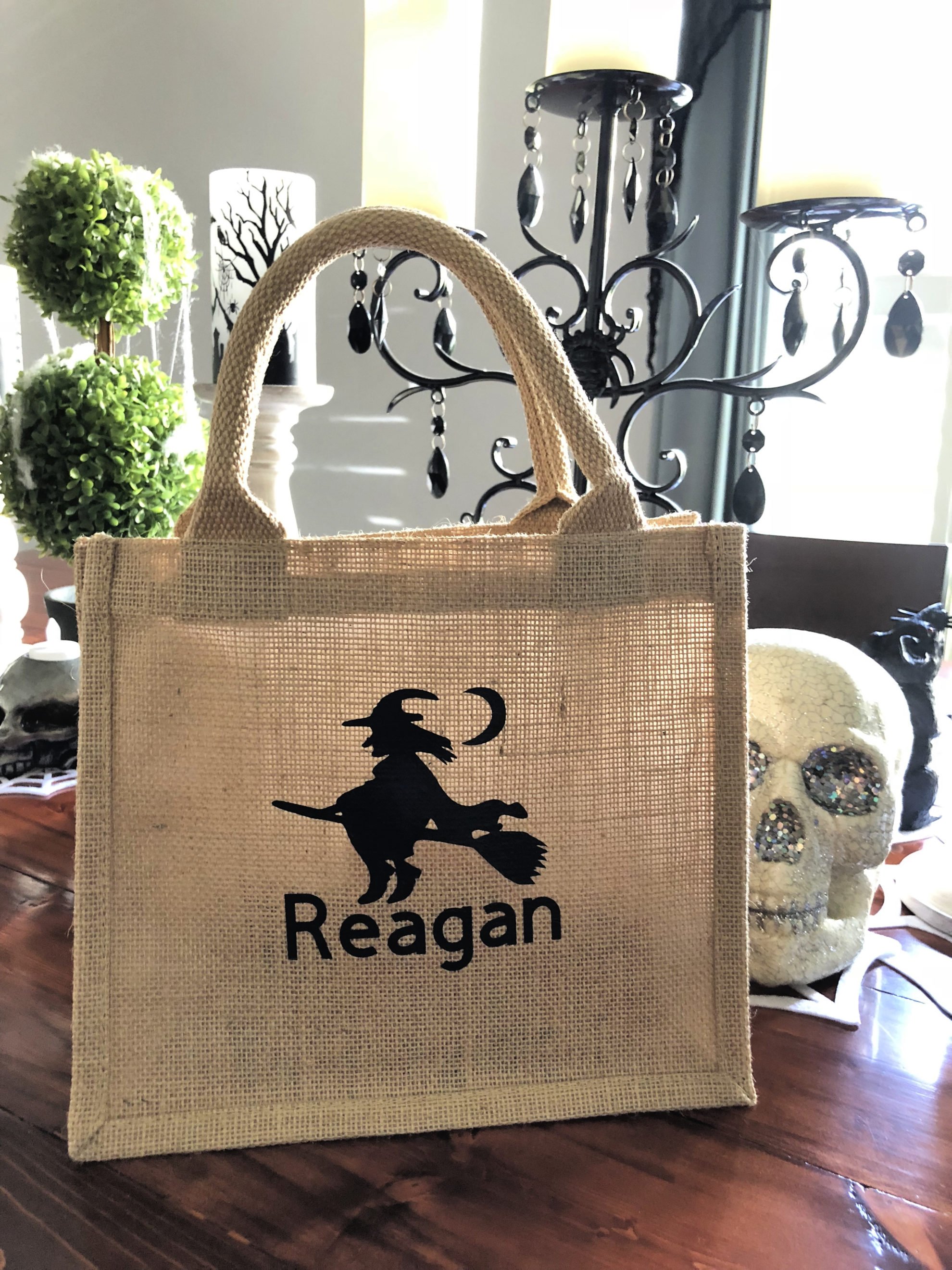 Halloween Personalized Burlap Trick or Treat Bag