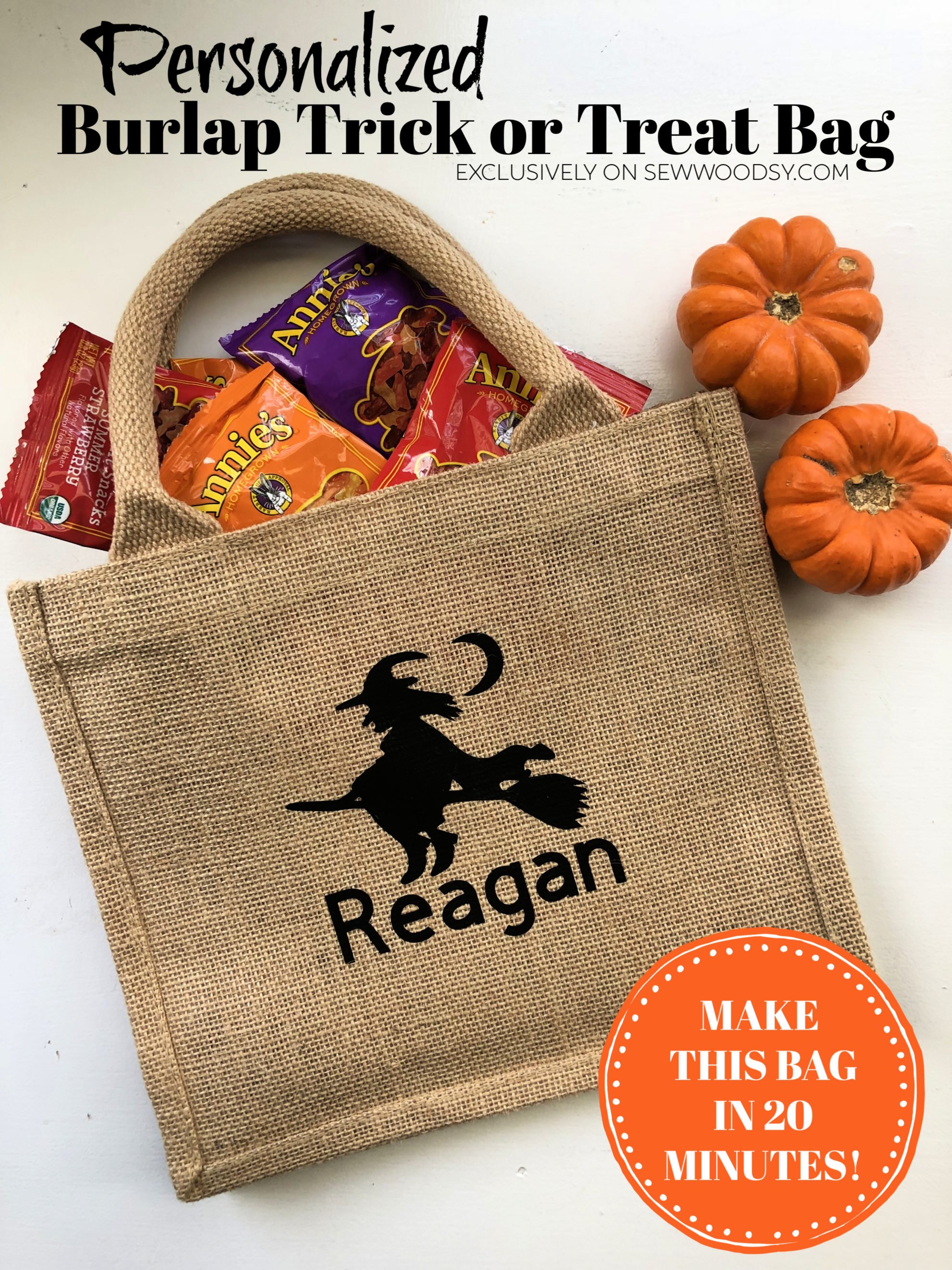 Personalized Burlap Trick or Treat Bag