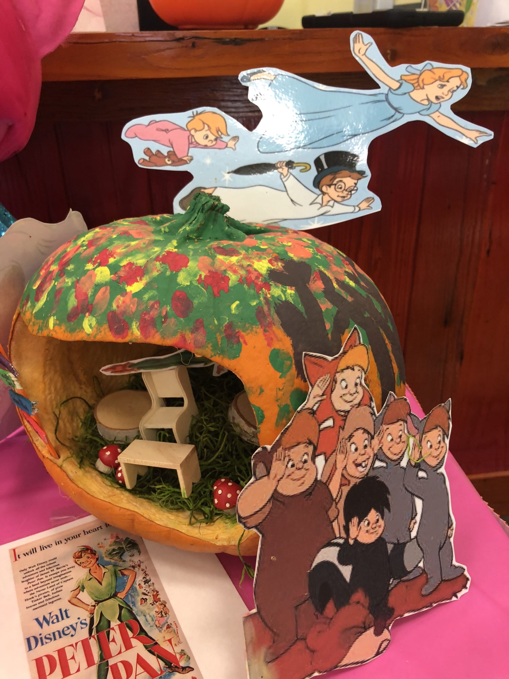 Peter Pan No Carve Pumpkin pumpkin with Neverland misfit boys.
