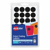 Avery 05459 Round Color-Coding Labels, 3/4 dia, Black (Pack of 1008)
