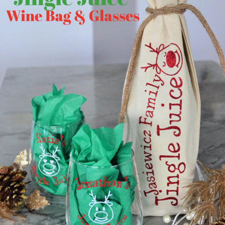 DIY Personalized Jingle Juice Wine Bag & Glasses