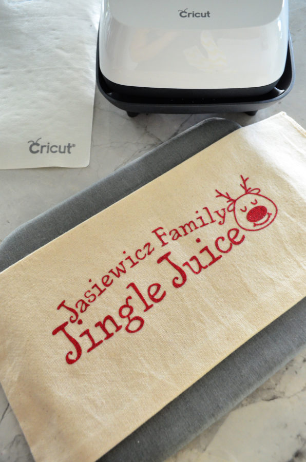 DIY Personalized Jingle Juice Wine Bag & Glasses using the Cricut