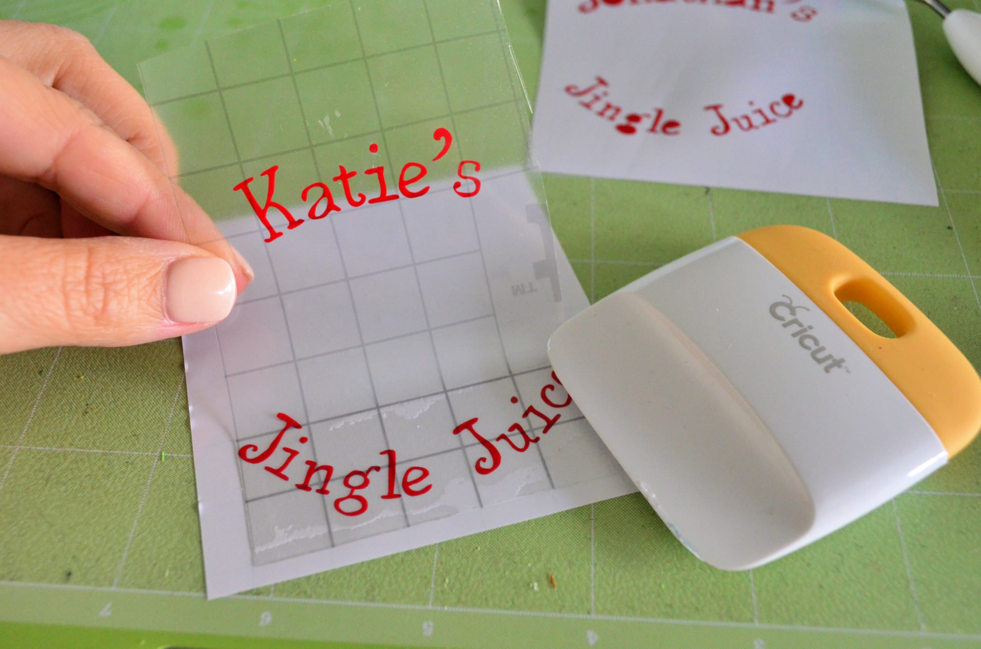 DIY Personalized Jingle Juice Wine Glasses Transfer Tape for Vinyl