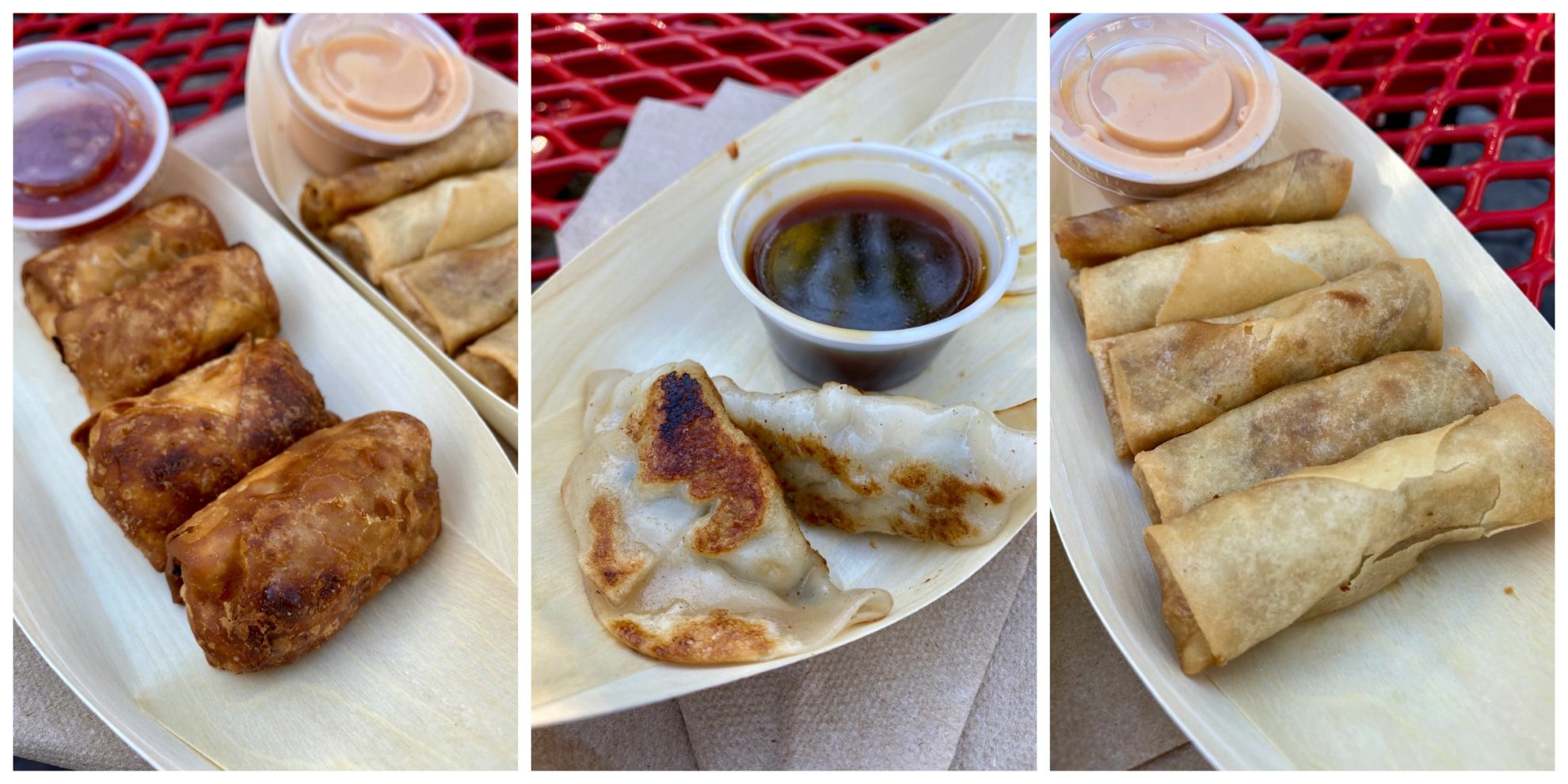 Vegetable Egg Rolls, Lemon Chicken Dumplings, and Reuben Fancy Spring Rolls.