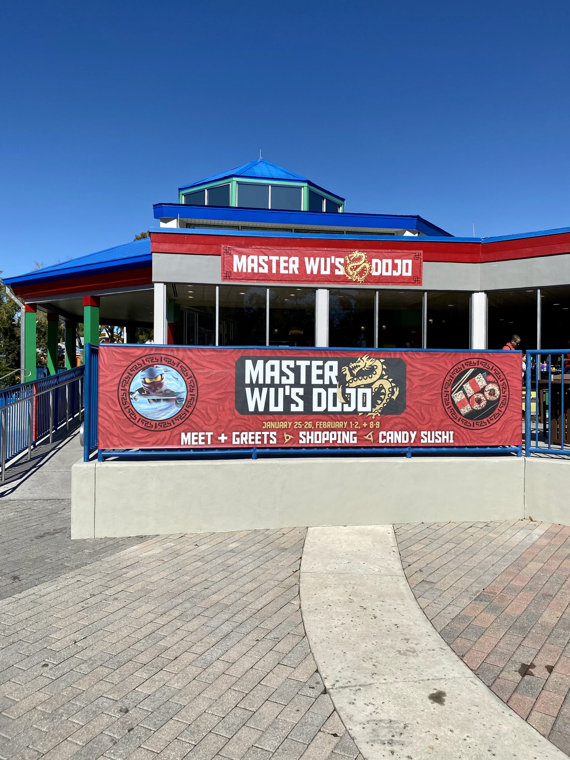 Master Wu's Dojo building with shopping, food, and meet and greets.