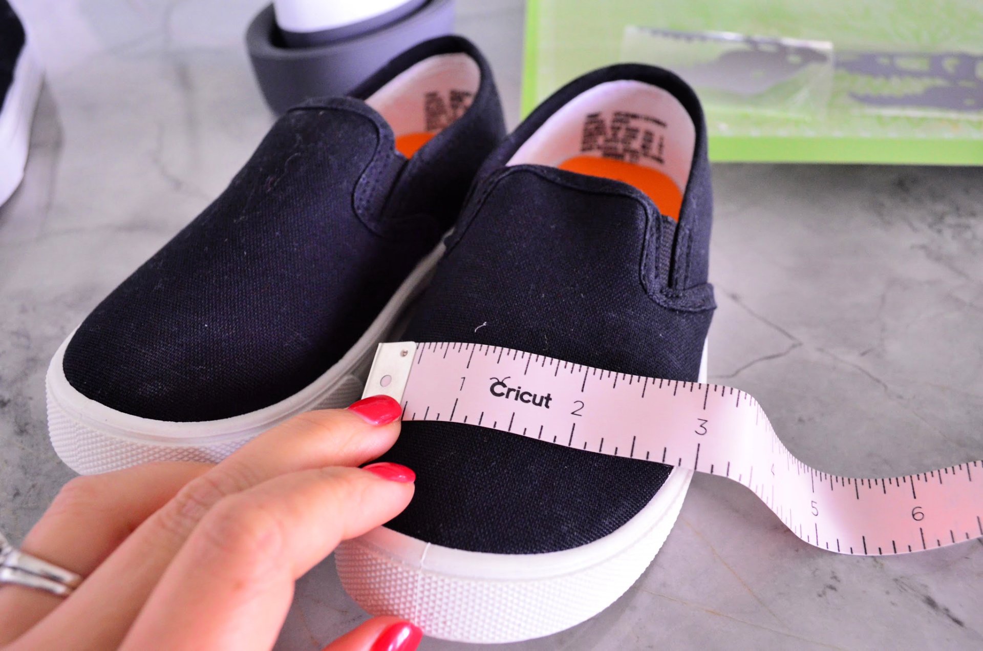 Measure shoes before customizing with Iron-On Vinyl