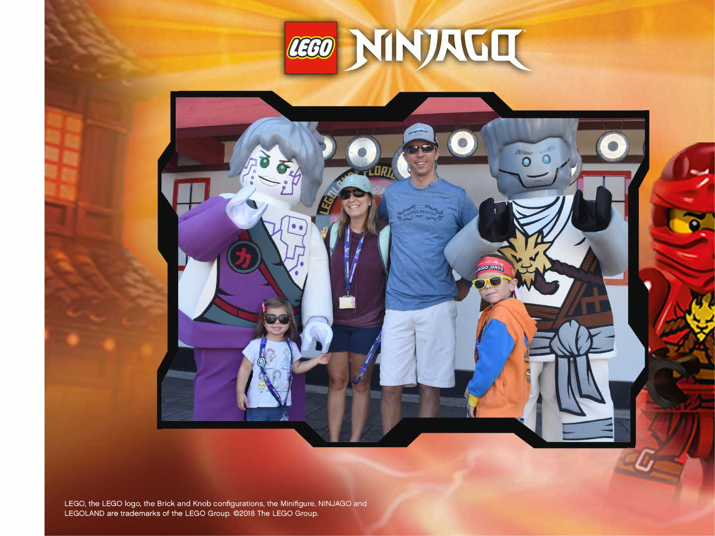 Ninjago Character Meet & Greets with two adults, and two kids.
