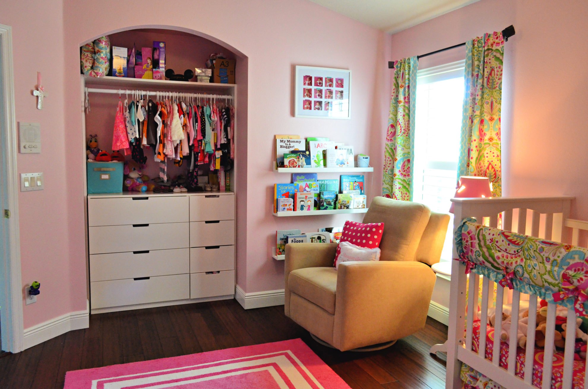 Baby Girl Floral Nursery with Open Closet