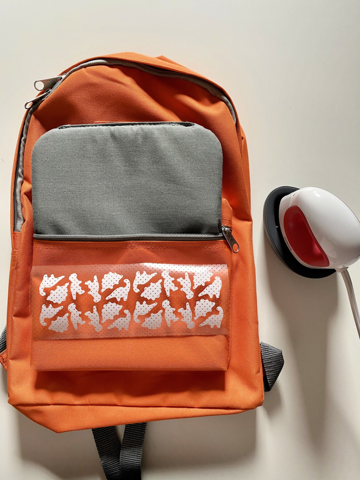 Dinosaur Backpack with Iron-On Vinyl Design