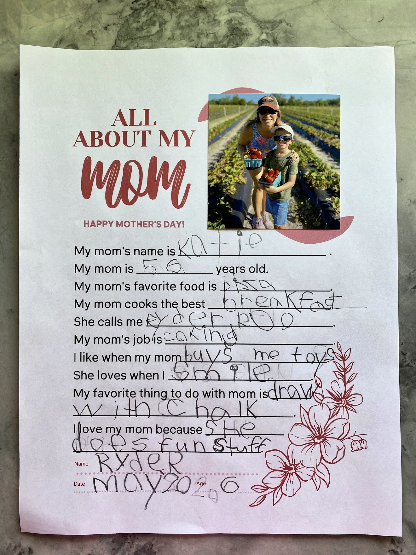 FREE Mother's Day Questionnaire Printable
