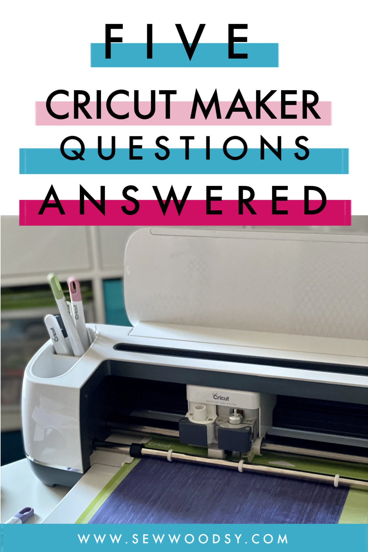Photo of a Cricut Maker with text on image for Pinterest.
