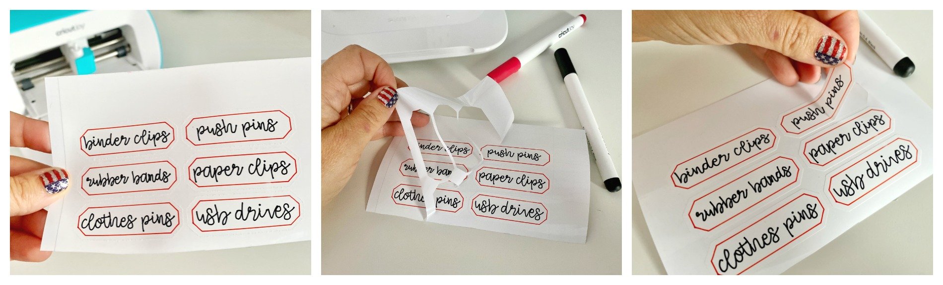 Three steps of how to remove personalized hand written labels from vinyl sheets.