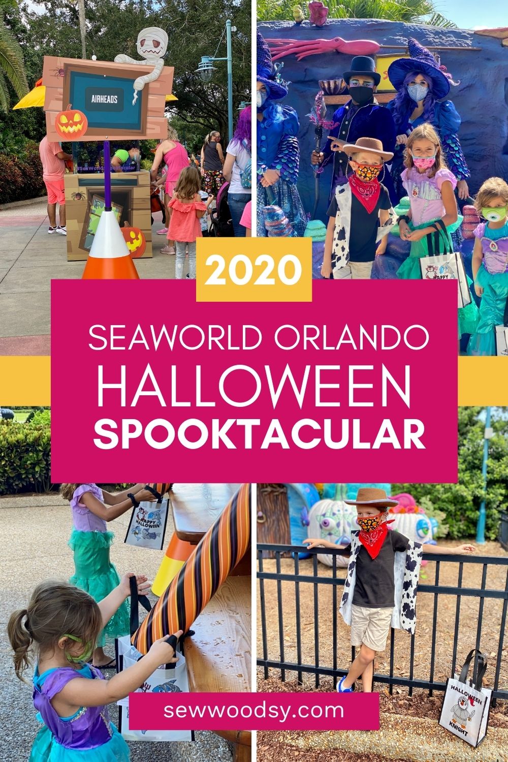 Four photos from SeaWorld Orlando Spooktacular wtih text on image for Pinterest.