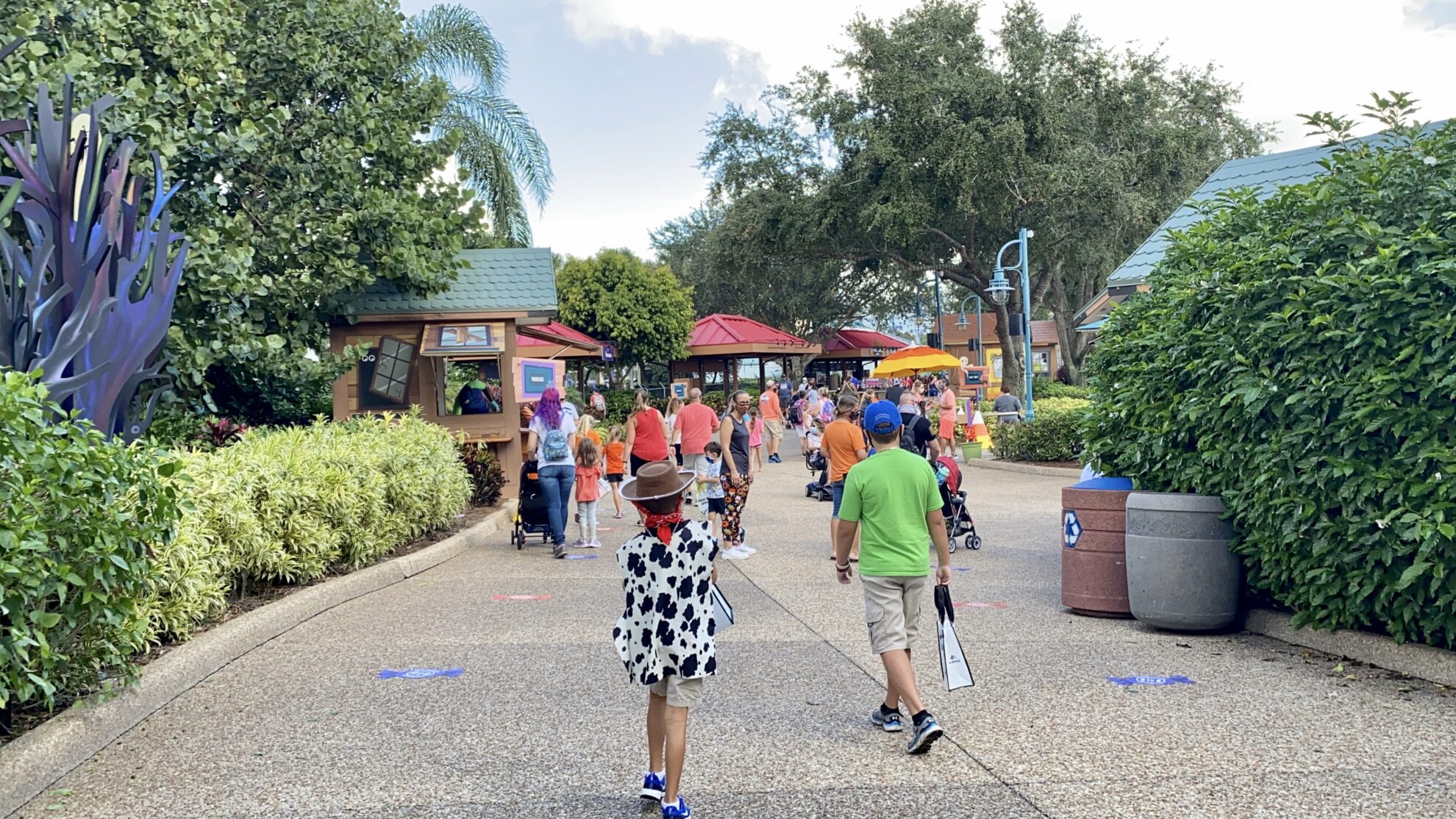 Children walking at a distance at SeaWorld Orlando Spooktacular trick or treating.