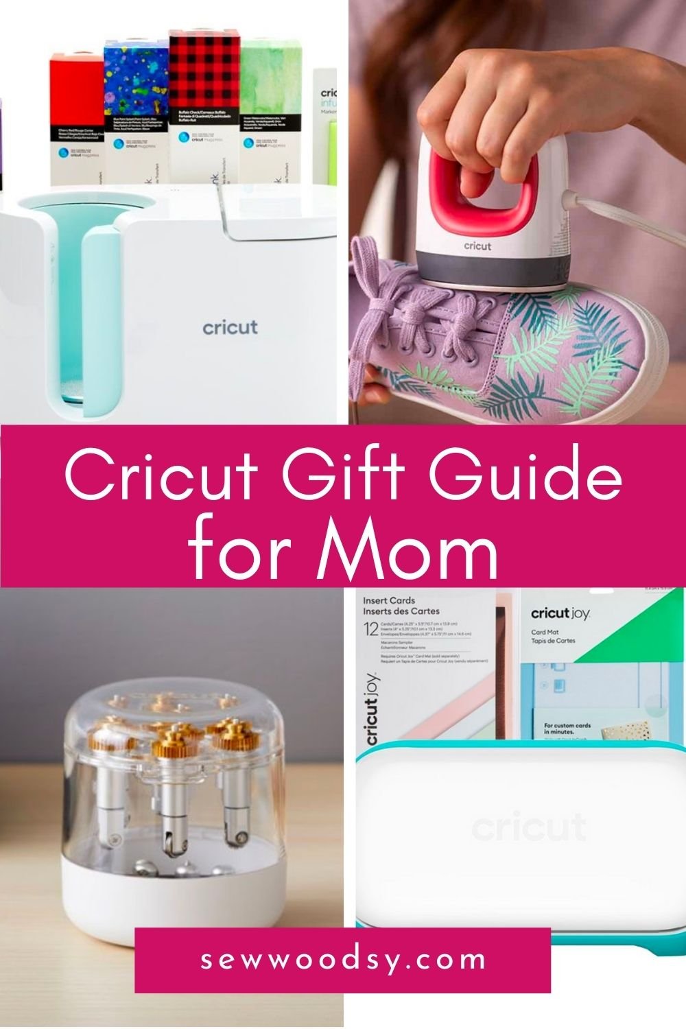 Four Cricut craft items with text on image for Pinterest.