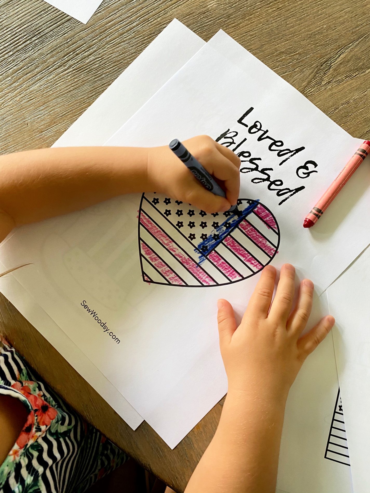 heart american flag coloring page