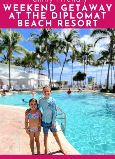 Two children standing next to a pool with post title text on image for Pinterest.