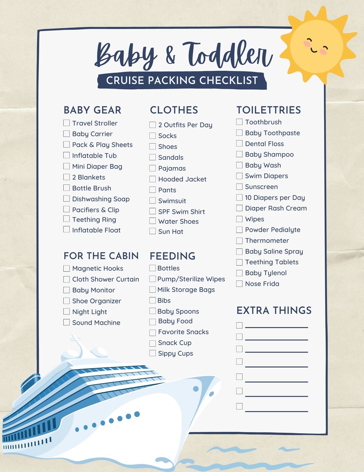 cruise packing list for baby