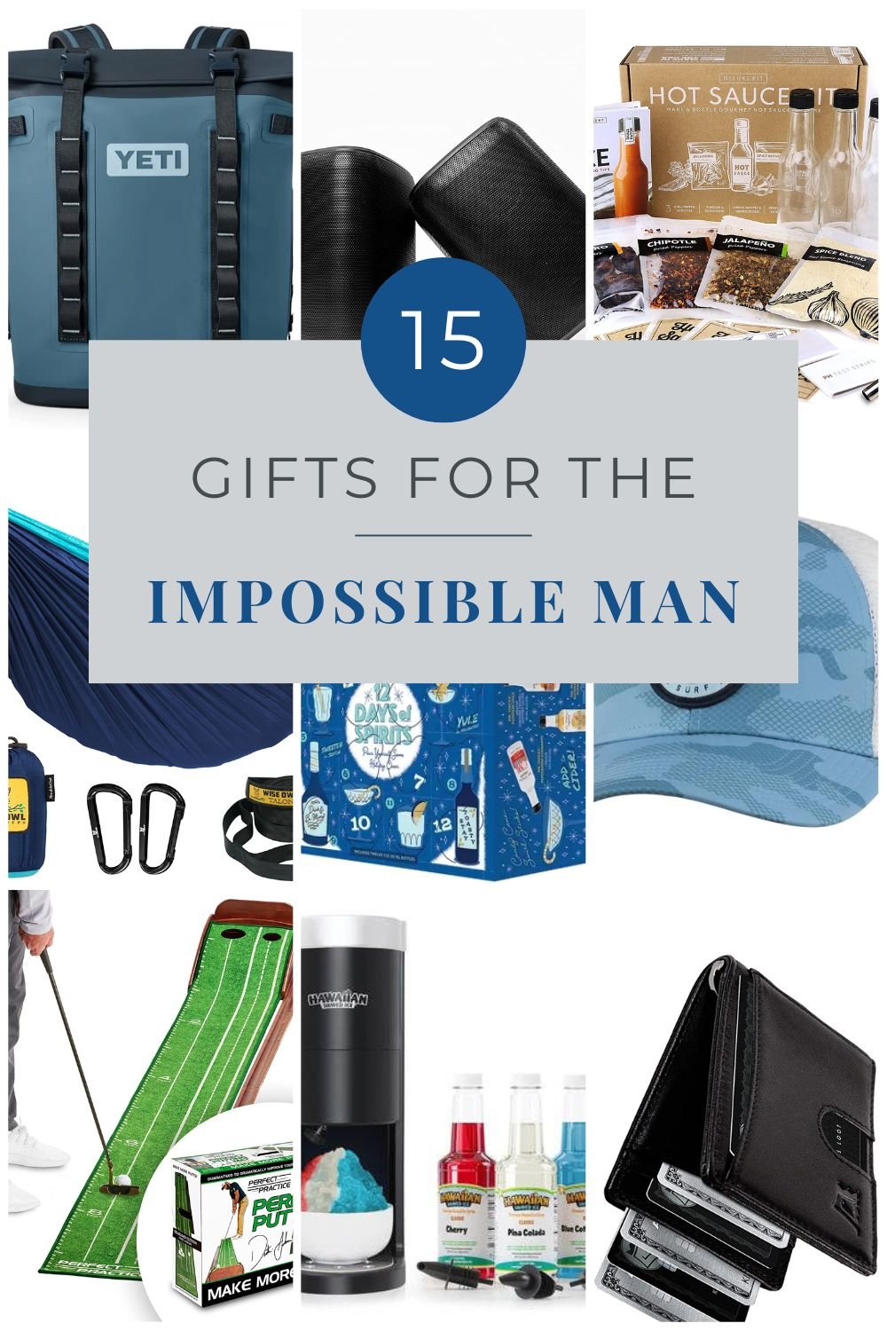 9 different mens gifts with text on image for Pinterest.