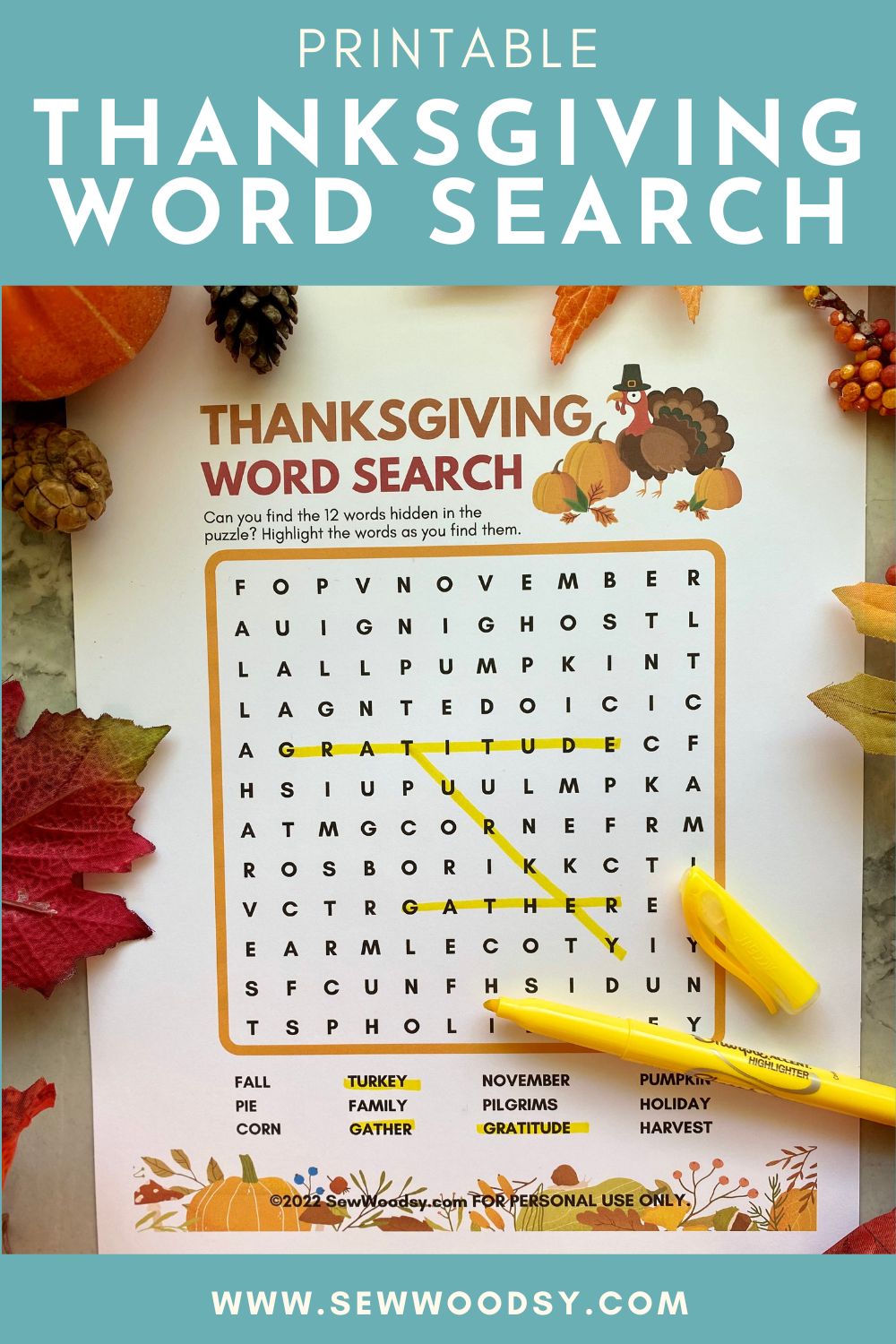 Paper word search with text on image for pinterest.