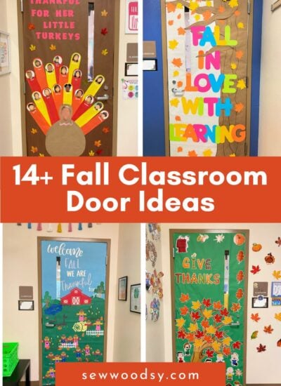 For fall decorated doors with text on image for Pinterest.