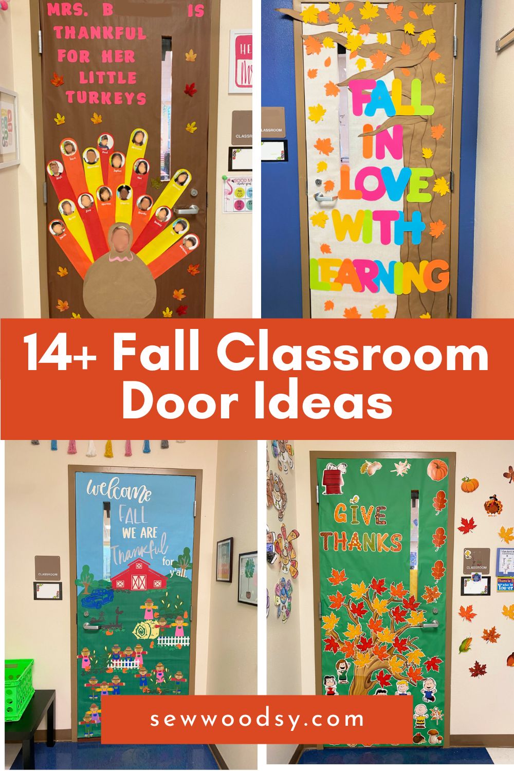 For fall decorated doors with text on image for Pinterest.